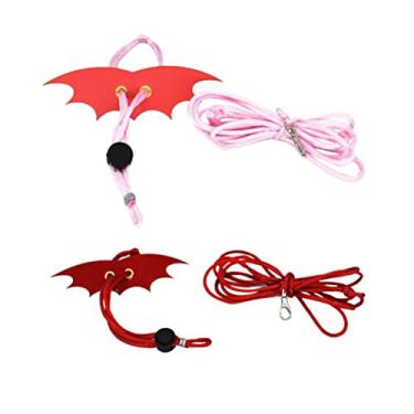 Imagem de Reptile Supplies 2PCS Pet Reptile Leash Rope with Wing Lizard Harness String Small Pet Animals Leash Pet Outdoor Accessories (Size S Red/Size M Pink)