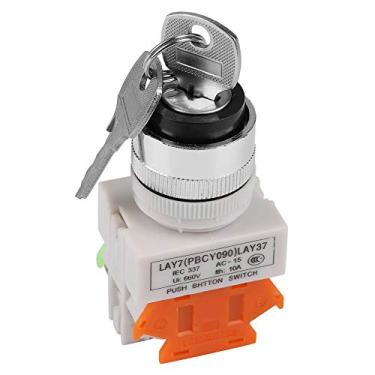 Imagem de Interruptor giratório operado por chave LAY37-11Y/21 2 Posições Chave 22 mm Chave de montagem 220V 5A NO NC Design Bom Isolamento