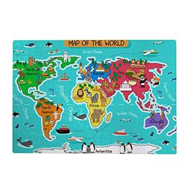 Imagem de ColourLife Quebra-cabeça de arte para presente para adultos, adolescentes, mapa do mundo, animais, jogos de quebra-cabeça de madeira, 300/500/1000 peças, multicolorido
