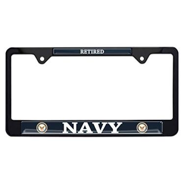 Imagem de Moldura de placa de licença preta colorida Retired da Marinha dos EUA Elektroplate