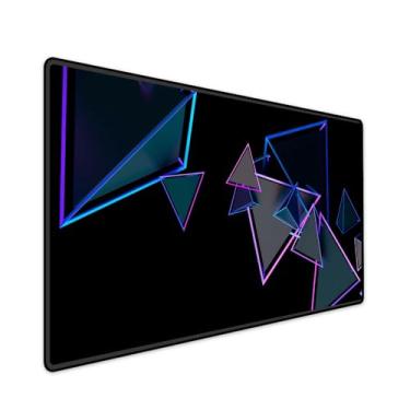 Imagem de Mouse Pad Gamer Grande Speed Anti Derrapante Profissional Desk Pad Large Wide 100x50 - Triangulos em Neon