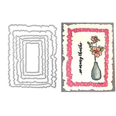 Imagem de Arbuya Conjunto de 6 peças/conjunto de retângulos irregulares de tamanhos diferentes, matrizes de corte, matrizes de corte retangulares rasgadas para fazer cartões, álbuns, agendas, scrapbooking,