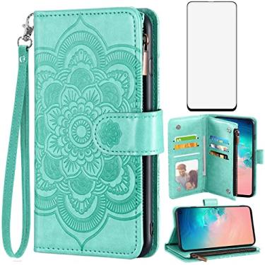 Imagem de Asuwish Capa carteira compatível com Samsung Galaxy S10e e protetor de tela de vidro temperado flor couro flip porta-cartão capa para celular para Glaxay S 10e Gaxaly 10se Galaxies Se10 mulheres