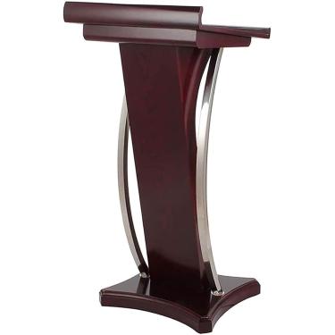 Imagem de Pódio de madeira - Púlpitos para igrejas Pódio de púlpito de igreja para sala de aula Mesa móvel de sala de conferências de madeira para campus da empresa Ideal para apresentações, marrom