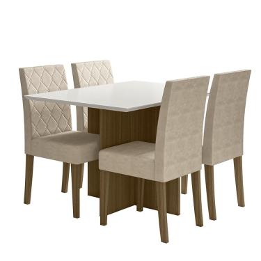 Imagem de Kit Mesa de Jantar Helo Sem Vidro 120x90 com 4 Cadeiras Jade