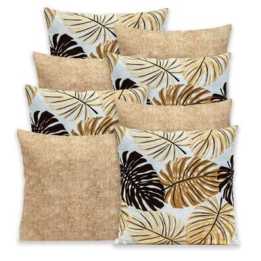 Imagem de Kit 8 Capas de Almofada Lisa e Estampada com Zíper Gorgurinho 40x40cm 