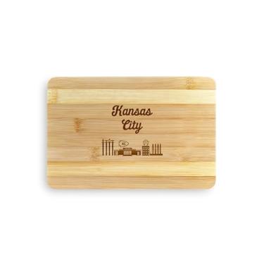 Imagem de Tábua de cortar Kansas City, presentes de Kansas City, presentes para Kansas City, tábua de corte de bambu, ideia de presente de inauguração de casa, aniversário, ideia de presente de Natal (Grande
