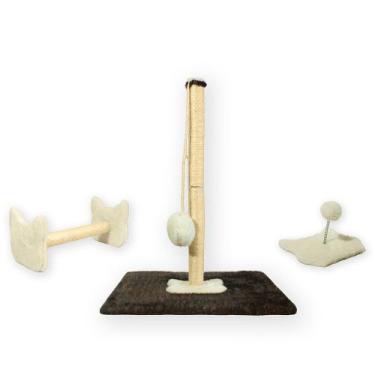 Imagem de Arranhador Para Gatos Sisal Poste G com Bola Pelúcia Brinquedo Cara de