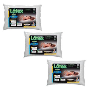 Imagem de Kit 3 Travesseiros Médio Látex Capa Com Zíper - MarcByan