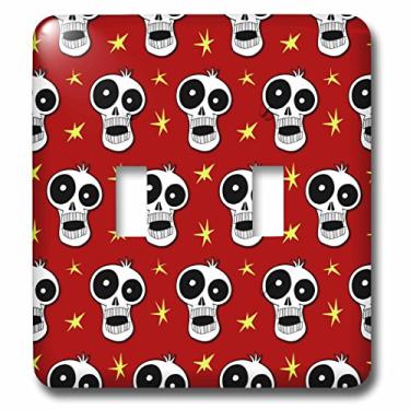 Imagem de 3dRose lsp_58952_2 Padrão Toon Skull 1B On Dark Red Switch Duplo
