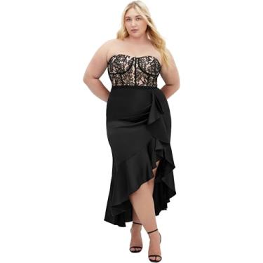 Imagem de City Chic Vestido feminino Citychic Plus Size de renda com babados, Preto, 25 Plus Size