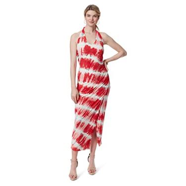 Imagem de Jessica Simpson Vestido longo feminino Joey frente única com decote amarrado e fenda lateral, Dubarry Tie Dye, GG