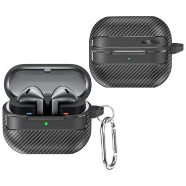 Imagem de Capa de fone de ouvido sem fio à prova de choque para Samsung Galaxy Buds 3 Buds3 Pro, capa de textura de fibra de carbono, bolsa de silicone macio preta