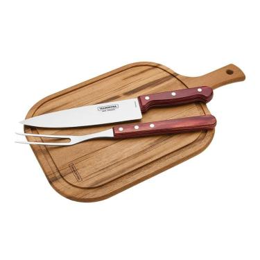 Imagem de Kit Churrasco Com Tábua 3 Peças Tramontina 21198714 Vermelho 21198714