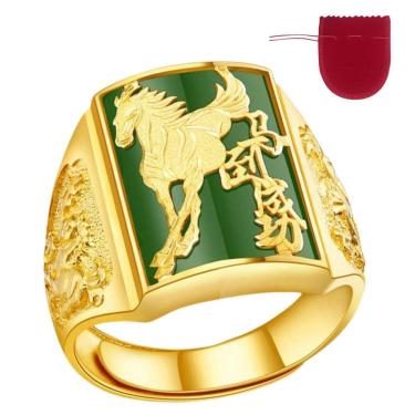 Imagem de Anel Grande Masculino Horse Cavalo Banhado A Ouro Ajustável