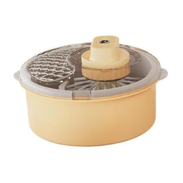 Imagem de IEUDNS Secador de salada elétrica, secador de vegetais de alface, peneira, salada tigela de salada seca secadora cesta de cozinha arruela de frutas de salada, Amarelo