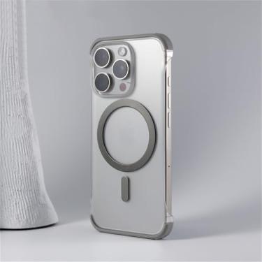 Imagem de VFDHN Capa ultrafina sem bordas magnética sem fio fosca para iPhone 16 Plus 12 13 14 15 Pro Max, capa fina sem moldura, WB CX cinza, para iPhone 16 Plus