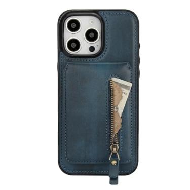 Imagem de HJZSZX Para Samsung A54 (5G) Carregamento sem fio magnético Couro Zip Wallet Card Phone Case (Para Samsung A54 (5G)/Azul)