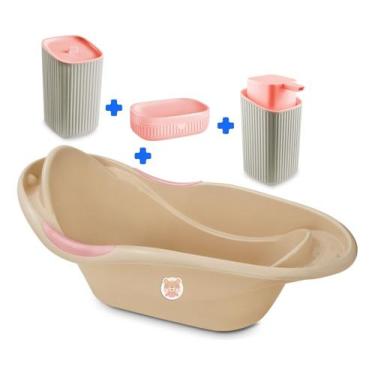Imagem de Kit Banho Baby Bebê Infantil Banheira Saboneteira Dispenser Porta Algo