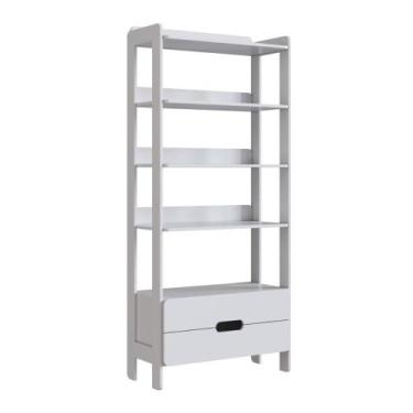 Imagem de Armário Estante Multiuso 4 Prateleiras e 2 Gavetas Elvis - Branco - Ma
