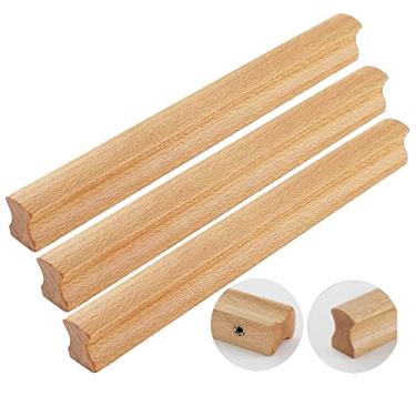 Imagem de Puxadores de madeira, barra em T, puxador de madeira, alça em forma de laço, alça sólida para gavetas, móveis, porta, armário, gaveta, guarda-roupa, armário de madeira (cor de madeira comprimento 400