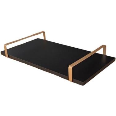 Imagem de Bandeja Decorativa Preta com Borda Infinita Alça Cobre - Lubrano