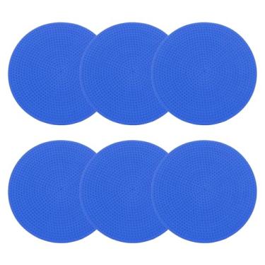 Imagem de PATIKIL Marcadores de poliéster de 23 cm, 6 peças de pontos de borracha antiderrapantes com bolsa de armazenamento, cones planos de agilidade para treinamento esportivo, basquete, futebol, azul