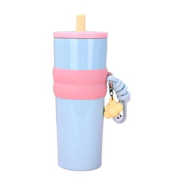 Imagem de Copo Térmico Para Café | Caneca Térmica de Aço Inoxidável 316 800ml para Viagem,Garrafa Reutilizável Com Tampa E Canudo Para Viagens Academia Casamentos