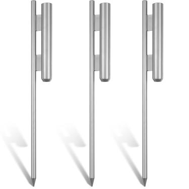 Imagem de Shimeyao 3 peças de estacas de bandeira de 59 cm para serviço pesado para mastro de bandeira de metal Swooper Estacas para jardim gramado base de bandeira de penas