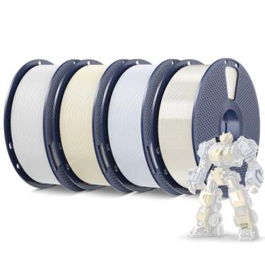 Imagem de SUNLU 4KG PLA Plus 3D Filamento 1,75mm, PLA+ Compatível com a Maioria das Impressoras FDM, Carretel de 1kg,Branco+Marfim+Porcelana+Cristal