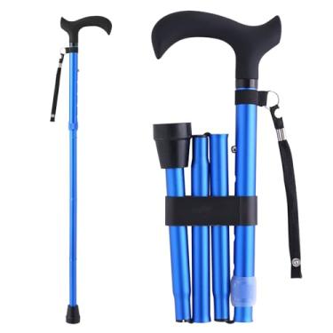 Imagem de CLOKTA Bengala de caminhada – Dobrável, ajustável, bengala de caminhada para homens e mulheres, bengala de caminhada com alça confortável para idosos e adultos (azul)