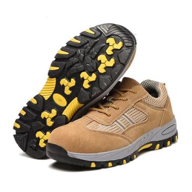 Imagem de Lzyjckh Sapatos Masculinos com Biqueira de Aço Carbono Tênis de Trabalho Leves e Confortáveis, Antiderrapantes e de Segurança Calçado Indestrutível para Armazéns e Construção,Khaki,Foot length 26cm