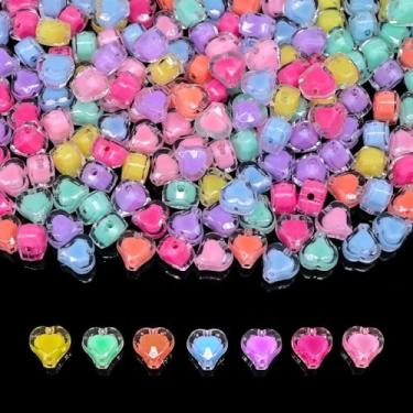 Imagem de Mais de 200 peças de miçangas kandi variadas em massa para fazer joias, kit de fabricação de pulseiras da amizade, suprimentos de artesanato contas de charme (coração pequeno)