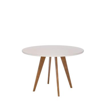 Imagem de Mesa para Sala de Jantar Redonda 109cm com Vidro Acerola Off White
