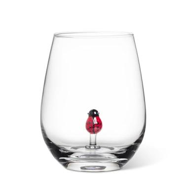 Imagem de Abbott Collection Taça de vinho cálice sem haste ícone joaninha - taça, vermelho/transparente, 11,4 cm A (567 g)