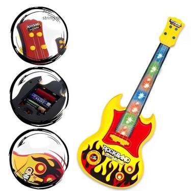 Imagem de Guitarra Infantil Premium Led E Som Instrumento Criança - Tesla Store