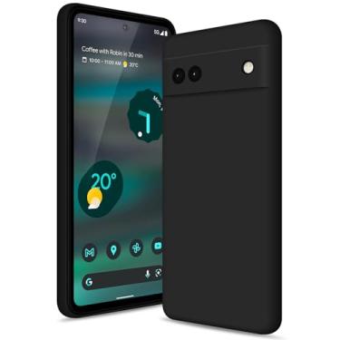 Imagem de Btstring Capa para Google Pixel 6A, capa de silicone macio com proteção de câmera atualizada, capa fina à prova de choque com forro de microfibra antiarranhões, preta