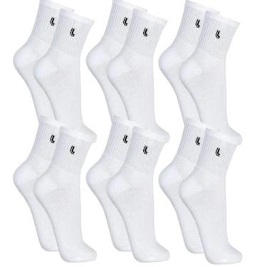 Imagem de Kit Com 6 Pares Meia Lupo Cano Médio Walk Sport, Branco, M - 37 a 40