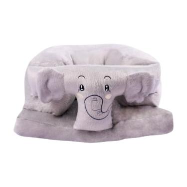 Imagem de Assento de bebê para 3 a 24 meses, cadeira de chão com suporte para as costas infantil, sofá de pelúcia com desenho animado(Elefante Cinza)