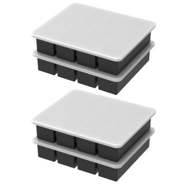 Imagem de Bandeja de silicone para freezer com tampa, pacote com 4 bandejas de sopa, moldes de silicone para freezer, bandeja de cubos de gelo para armazenamento de vitaminas, recipientes de silicone para