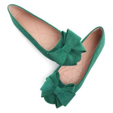 Imagem de Sapatos rasos femininos TN TANGNEST, bico redondo, laço, verde, tamanh