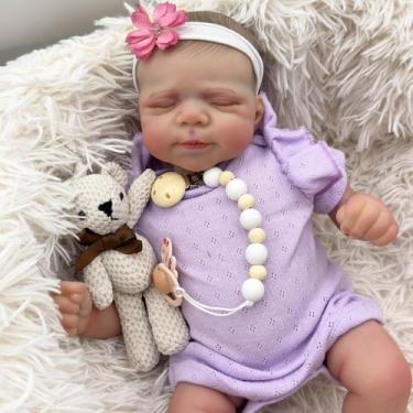 Imagem de Boneca Reborn Baby Doll Zero Pam Realistic Cloth Body Girl 45 cm