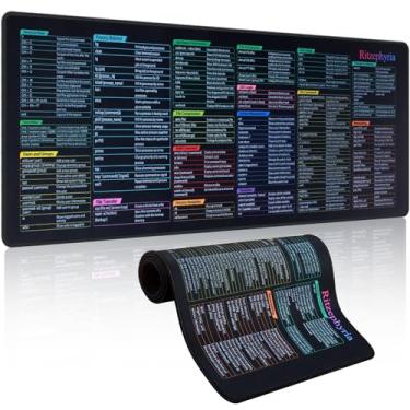 Imagem de Tapete de rato Linux Cheat Sheet XL – Tapete de mesa Linux extragrande com mais de 200 comandos – Mouse pad de atalho Linux à prova d'água para escritório, codificação, jogos – 89,9 cm x 39,9 cm