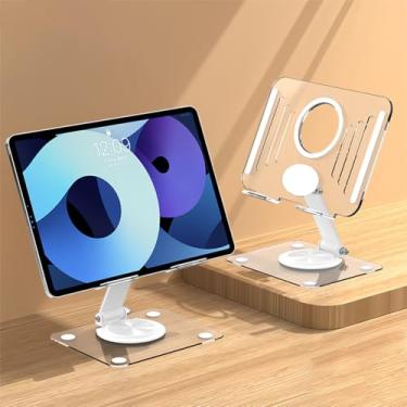 Imagem de Suporte de mesa de acrílico para mesa com base giratória de 360°, suporte dobrável para tablet, compatível com levantável