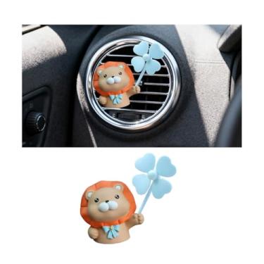 Imagem de FALVFUN Lindo clipe de ventilação de carro leão, enfeites de saída de ar condicionado de veículo moinho de vento giratório, clipe de decoração de painel interno automotivo de desenho animado criativo