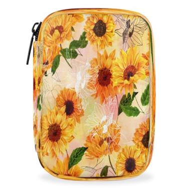 Imagem de Estojo para pílulas com estampa de girassol, organizador semanal de 7 dias, portátil, com zíper, caixa de medicamentos para vitaminas, controle de natalidade, óleos de peixe, medicamentos, suplementos