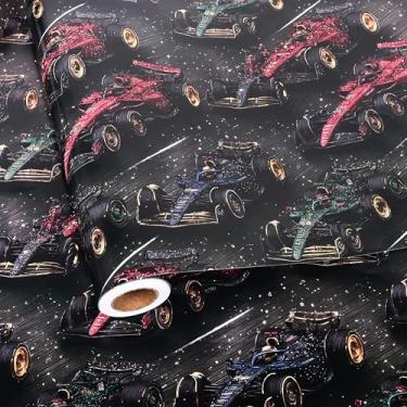 Imagem de Altarho Rolo de papel de embrulho de carro de corrida para crianças, meninos, lençol de presente de aniversário com design de carro de corrida para feriados, aniversários, chá de babay e Natal, total