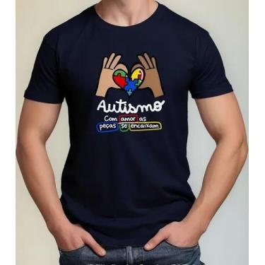 Imagem de Camiseta Camisa Adulto Feminina Masculina Algodão Campanha Abril Azul 