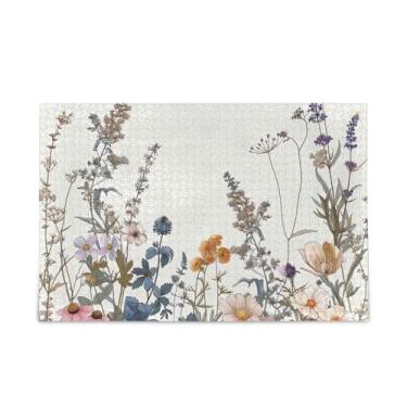 Imagem de WELLDAY Quebra-cabeça flores silvestres em branco 1000 peças grande jogo de arte para adultos adolescentes