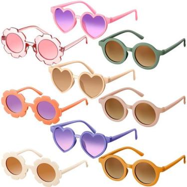 Imagem de Gafas de Sol Zhengmy para Niños con Forma de Flor, Corazón y Redondas,
